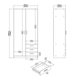 Sprint Wardrobe with 2 Doors + 3 Drawers