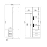 Sprint Wardrobe with 2 Doors + 3 Drawers
