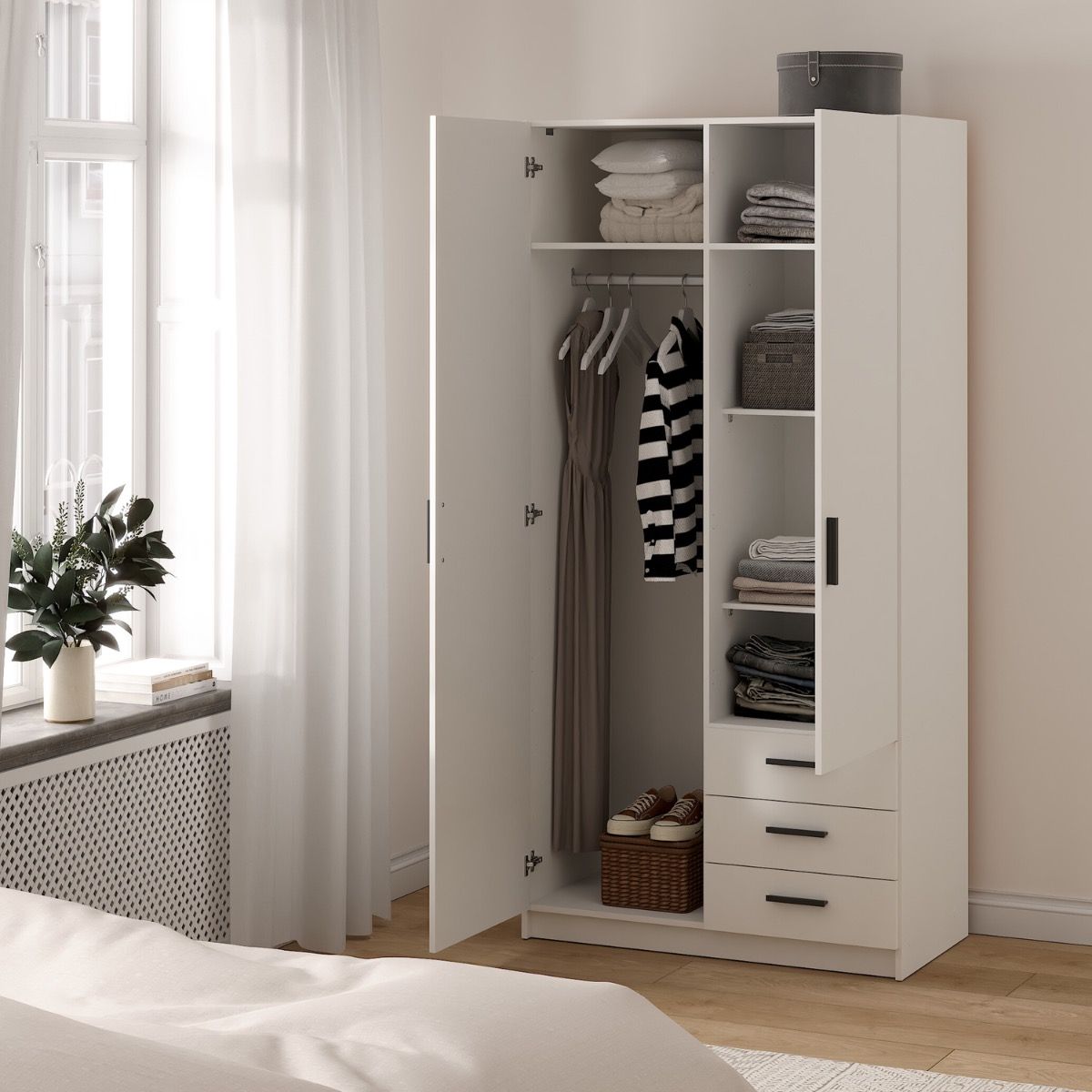 Sprint Wardrobe with 2 Doors + 3 Drawers