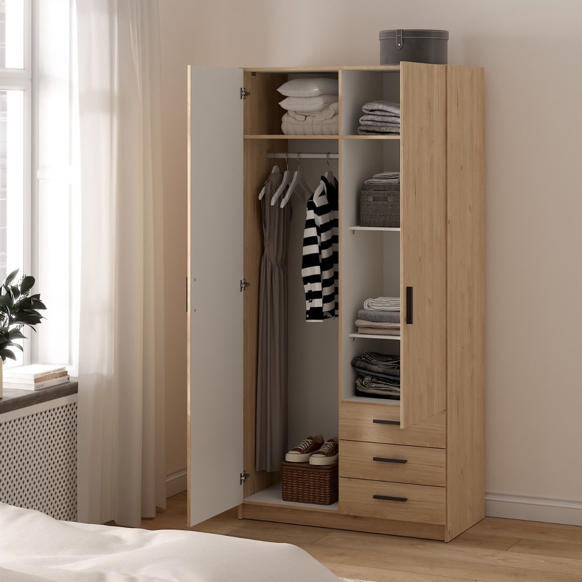 Sprint Wardrobe with 2 Doors + 3 Drawers