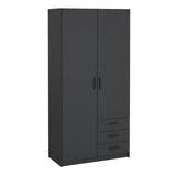Sprint Wardrobe with 2 Doors + 3 Drawers