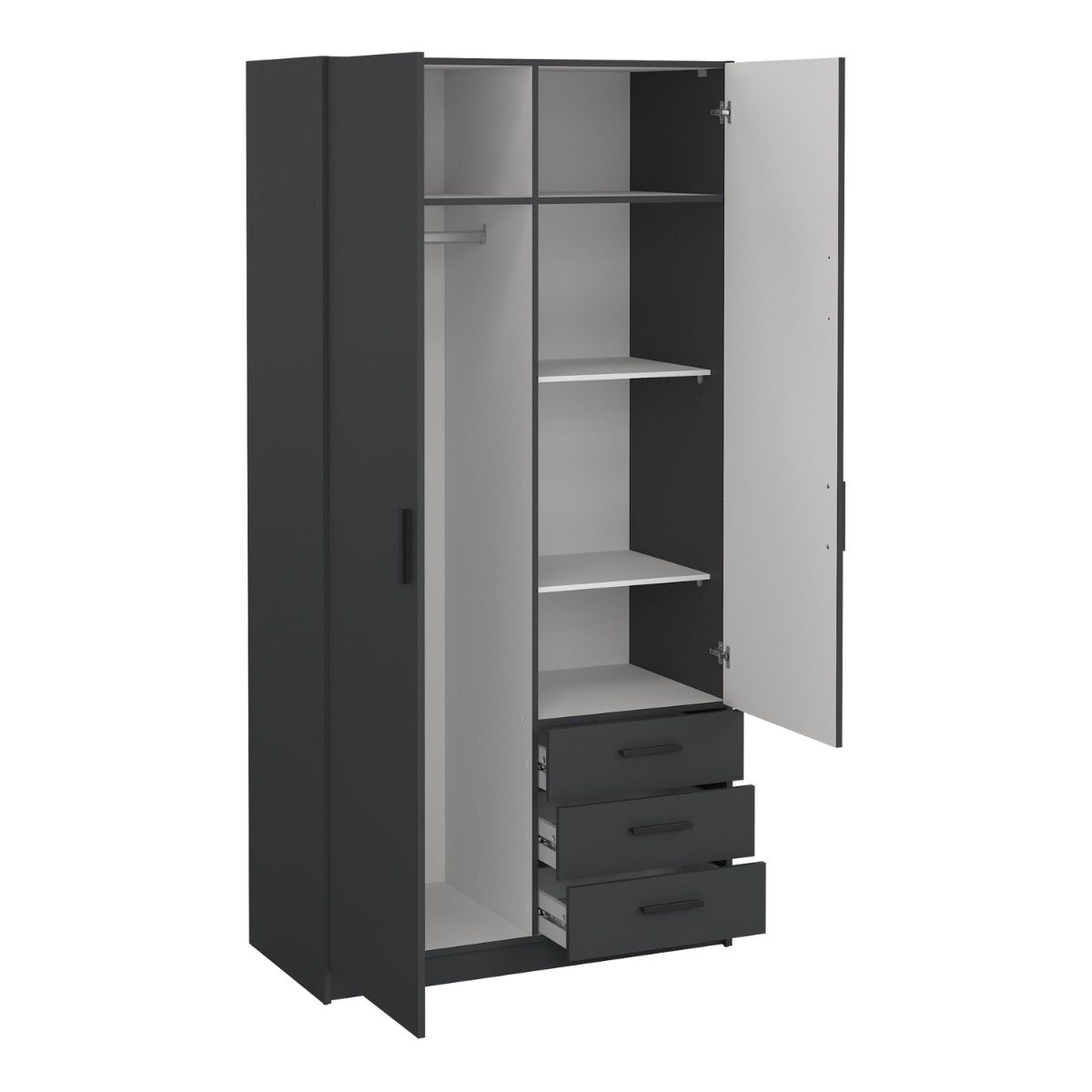 Sprint Wardrobe with 2 Doors + 3 Drawers