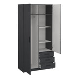 Sprint Wardrobe with 2 Doors + 3 Drawers
