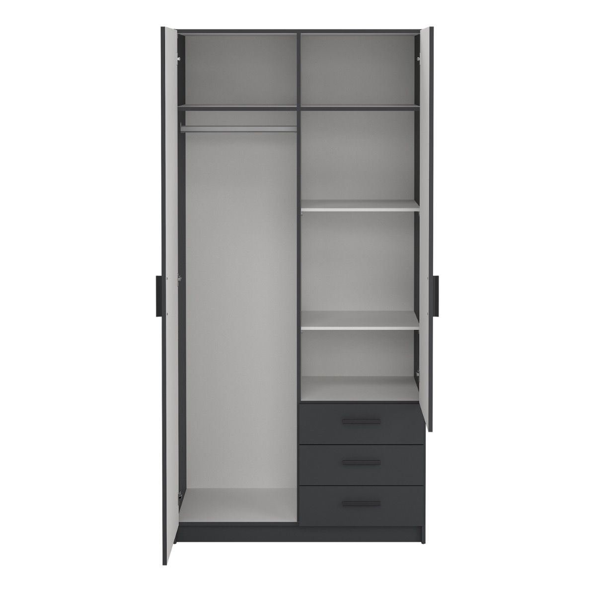 Sprint Wardrobe with 2 Doors + 3 Drawers
