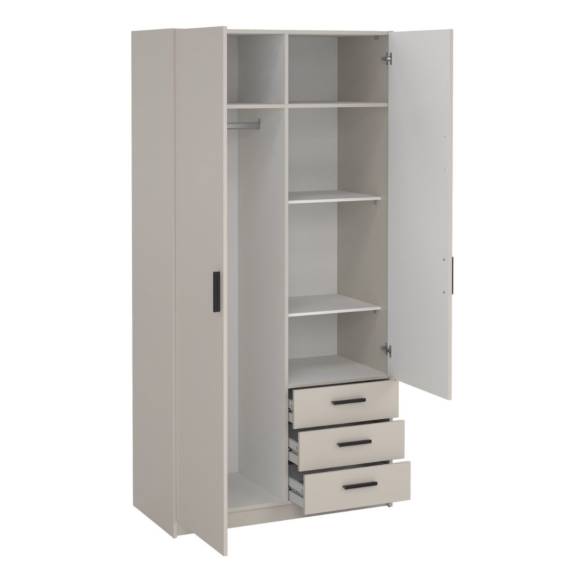 Sprint Wardrobe with 2 Doors + 3 Drawers