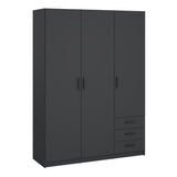 Sprint Wardrobe with 3 Doors + 3 Drawers