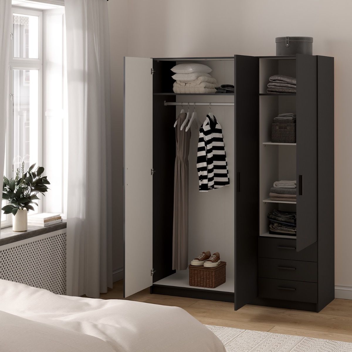 Sprint Wardrobe with 3 Doors + 3 Drawers