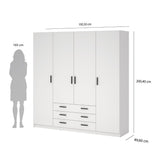 Sprint Wardrobe with 4 Doors + 3 Drawers