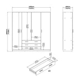 Sprint Wardrobe with 4 Doors + 3 Drawers