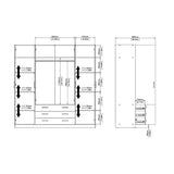 Sprint Wardrobe with 4 Doors + 3 Drawers