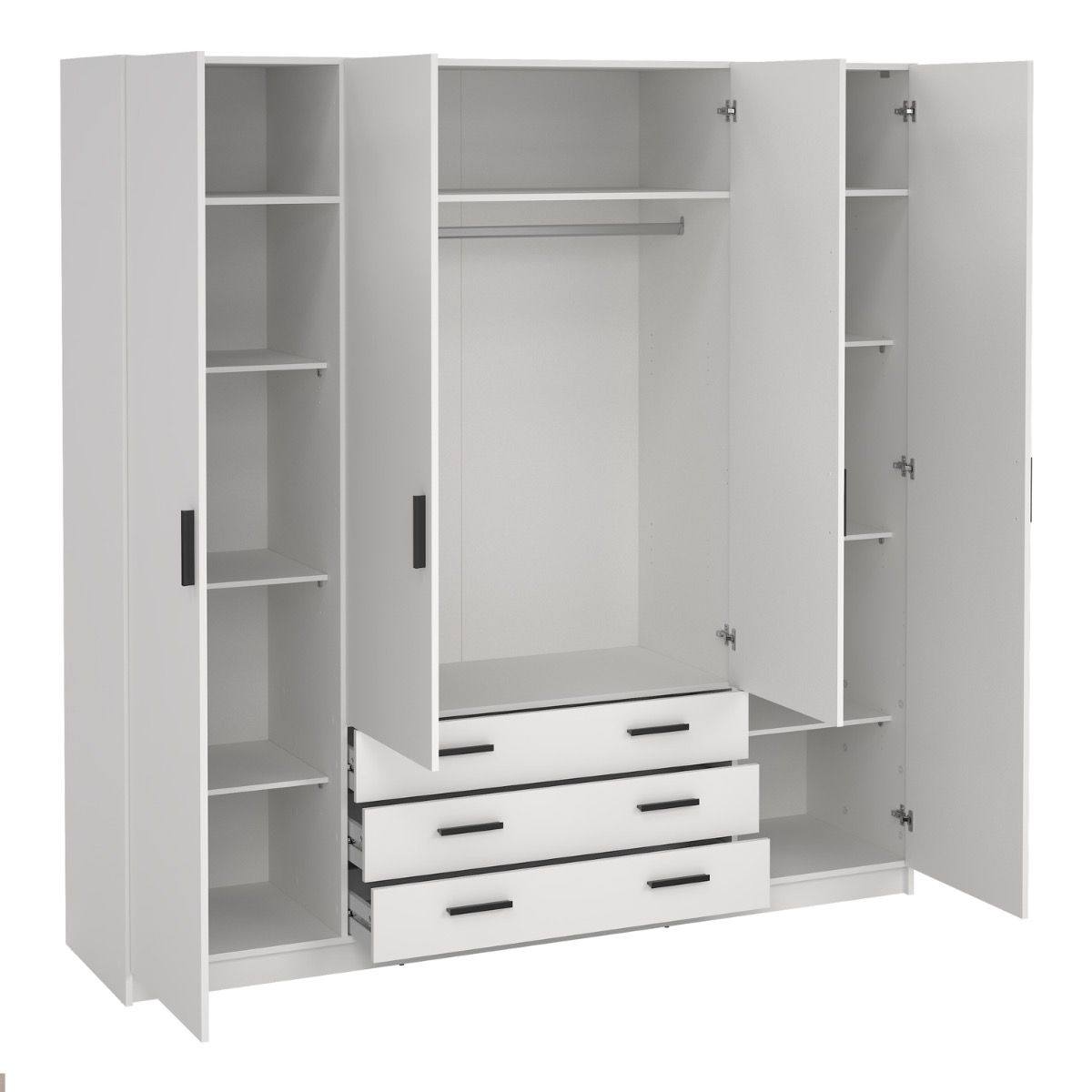 Sprint Wardrobe with 4 Doors + 3 Drawers
