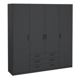 Sprint Wardrobe with 4 Doors + 3 Drawers