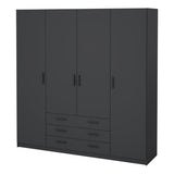 Sprint Wardrobe with 4 Doors + 3 Drawers