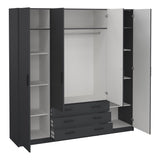 Sprint Wardrobe with 4 Doors + 3 Drawers