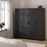 Sprint Wardrobe with 4 Doors + 3 Drawers