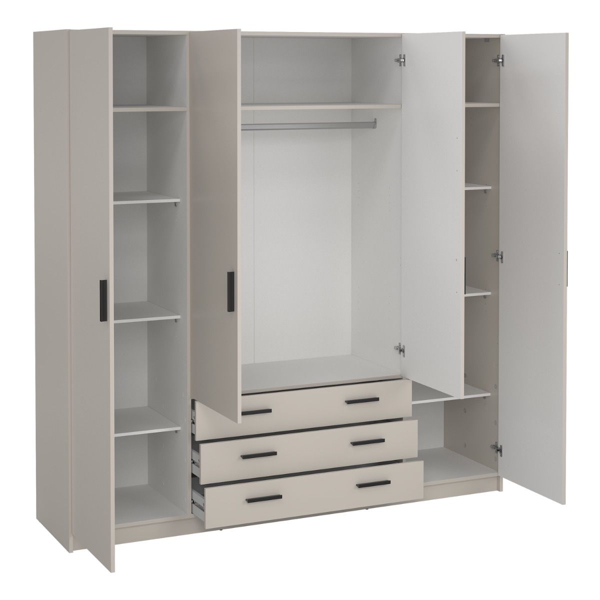 Sprint Wardrobe with 4 Doors + 3 Drawers