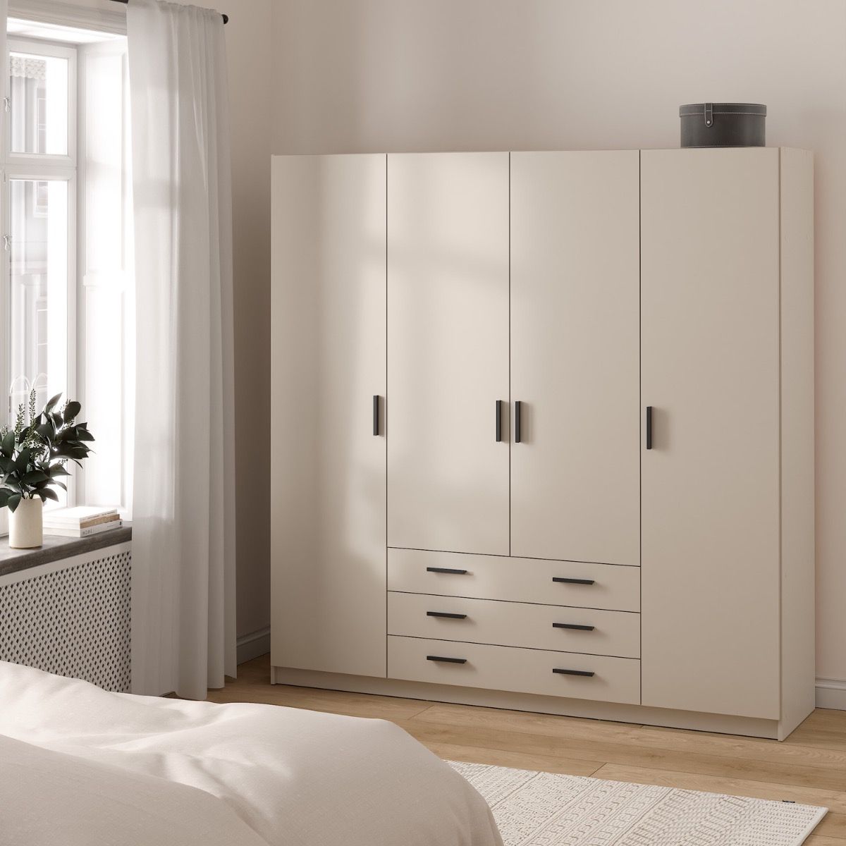 Sprint Wardrobe with 4 Doors + 3 Drawers