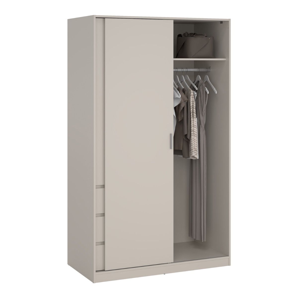 Naia Wardrobe with 1 Sliding Door 1 Std Door & 3 Drawers in Cashmere