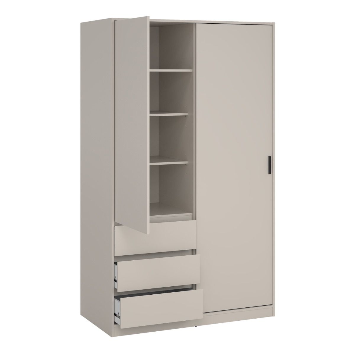 Naia Wardrobe with 1 Sliding Door 1 Std Door & 3 Drawers in Cashmere