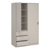 Naia Wardrobe with 1 Sliding Door 1 Std Door & 3 Drawers in Cashmere