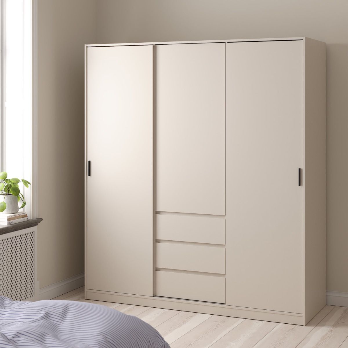 Naia Wardrobe with 2 Sliding Doors 1 Door 3 Drawers
