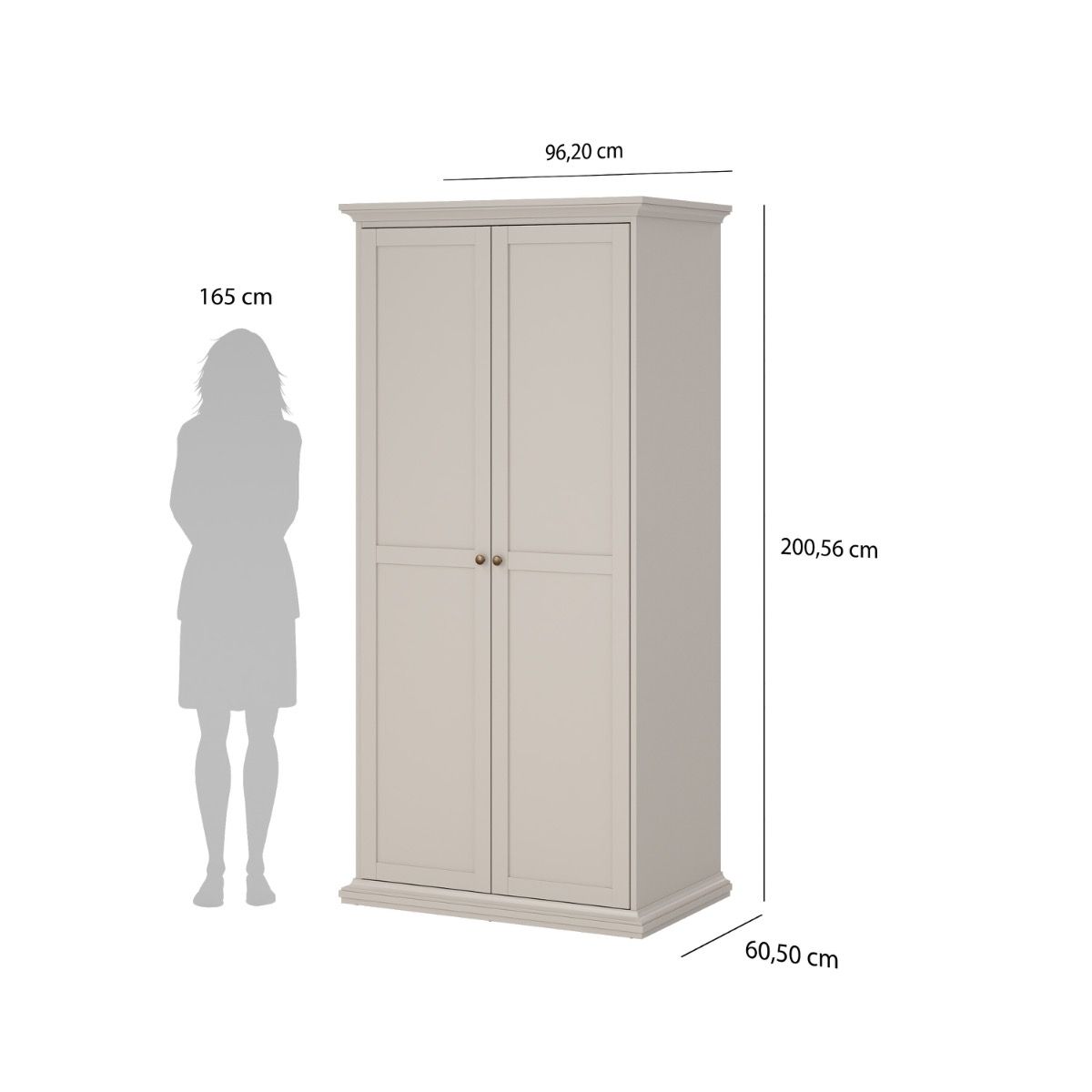 Paris Wardrobe with 2 Doors