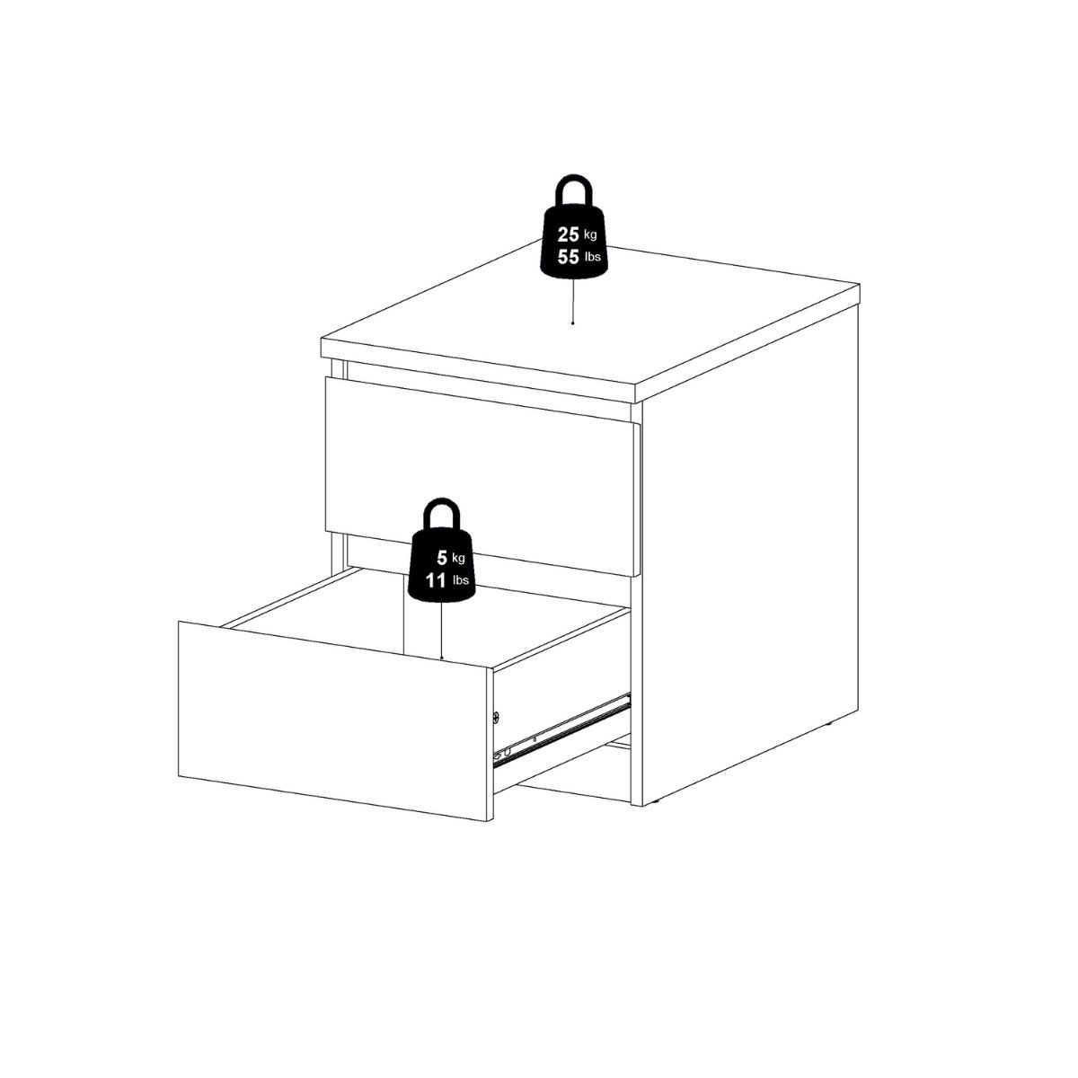 Naia Bedside 2 Drawers