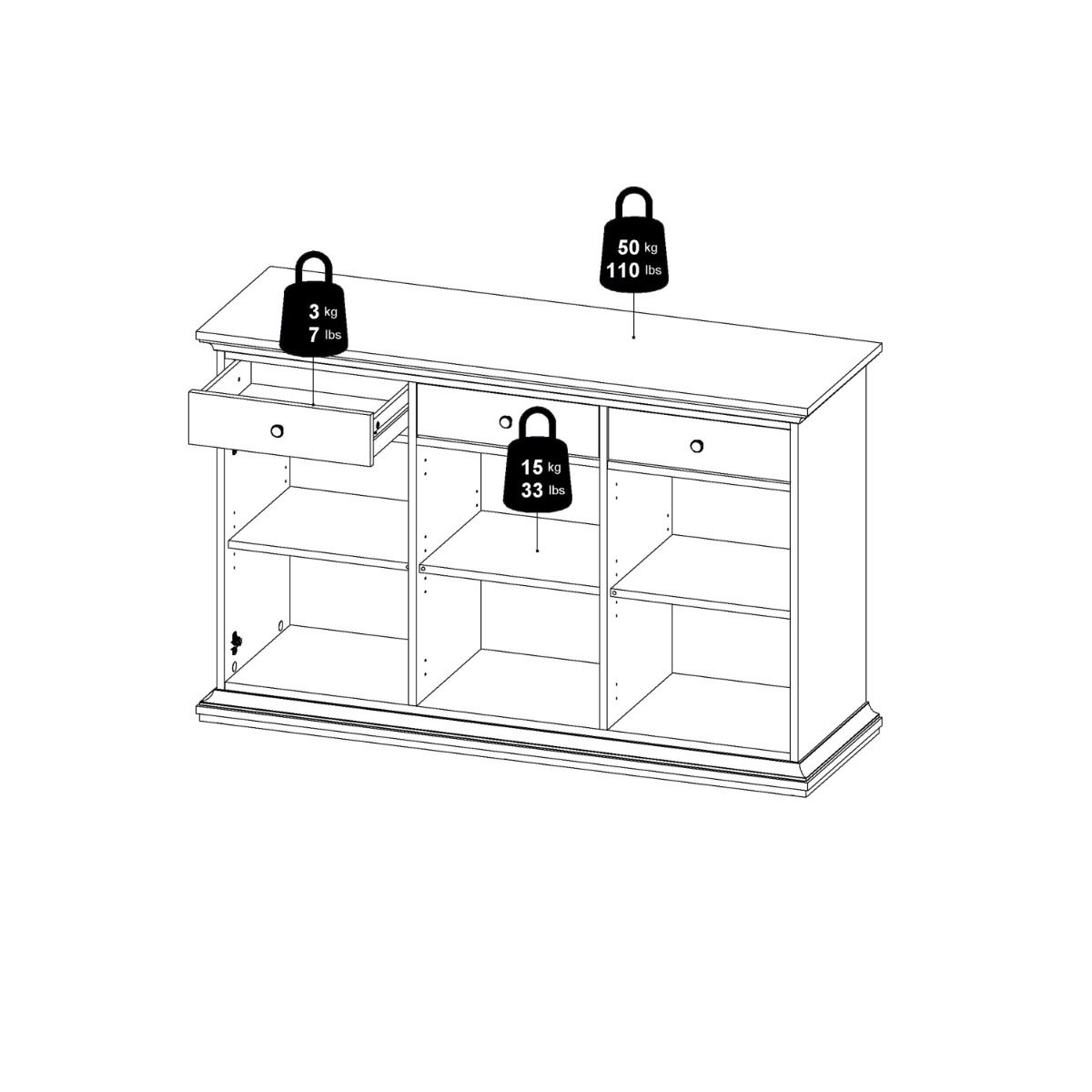 Paris Sideboard with 3 Doors and 3 Drawers