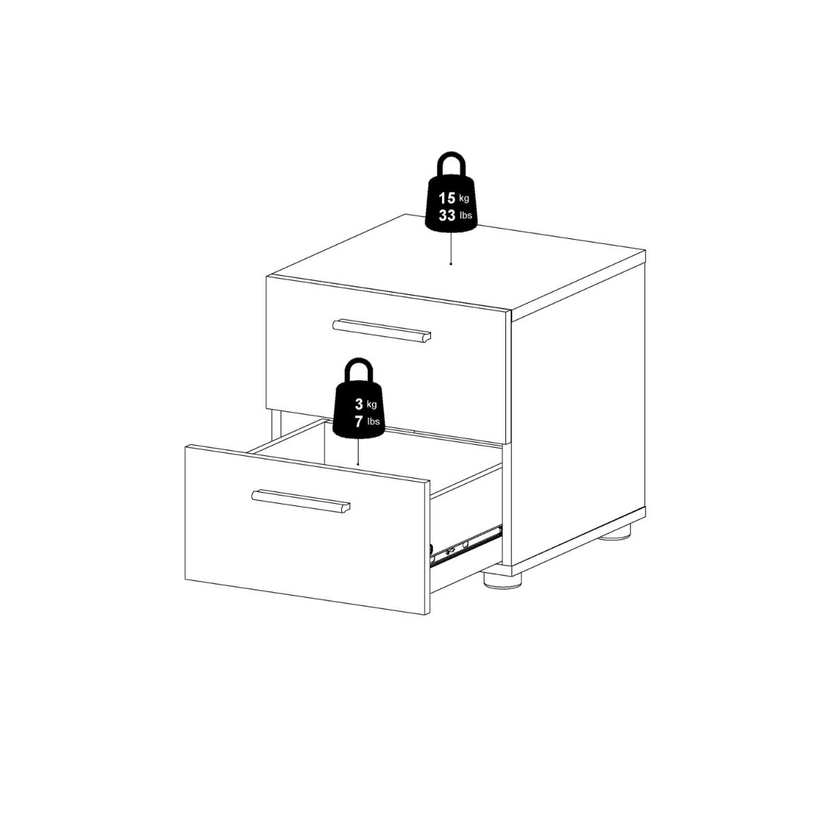 Pepe Bedside 2 Drawers
