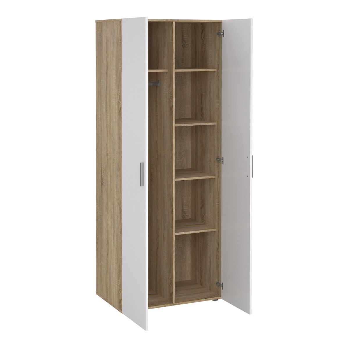 Pepe Wardrobe with 2 doors in Brown with White High Gloss