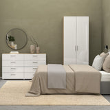 Pepe Wardrobe with 2 doors in Brown with White High Gloss