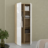 Pepe Wardrobe with 2 doors in Brown with White High Gloss