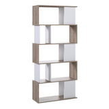 Maze Open Bookcase 4 Shelves in Hickory Brown and White