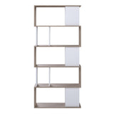 Maze Open Bookcase 4 Shelves in Hickory Brown and White