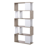 Maze Open Bookcase 4 Shelves in Hickory Brown and White