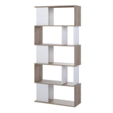 Maze Open Bookcase 4 Shelves in Hickory Brown and White
