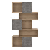 Maze Asymmetrical Bookcase with 3 Doors in Brown and Concrete