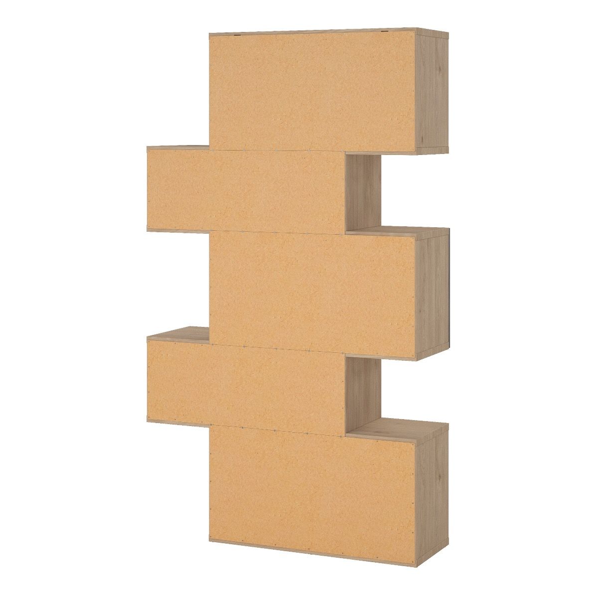 Maze Asymmetrical Bookcase with 3 Doors in Brown and Concrete