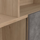 Maze Asymmetrical Bookcase with 3 Doors in Brown and Concrete