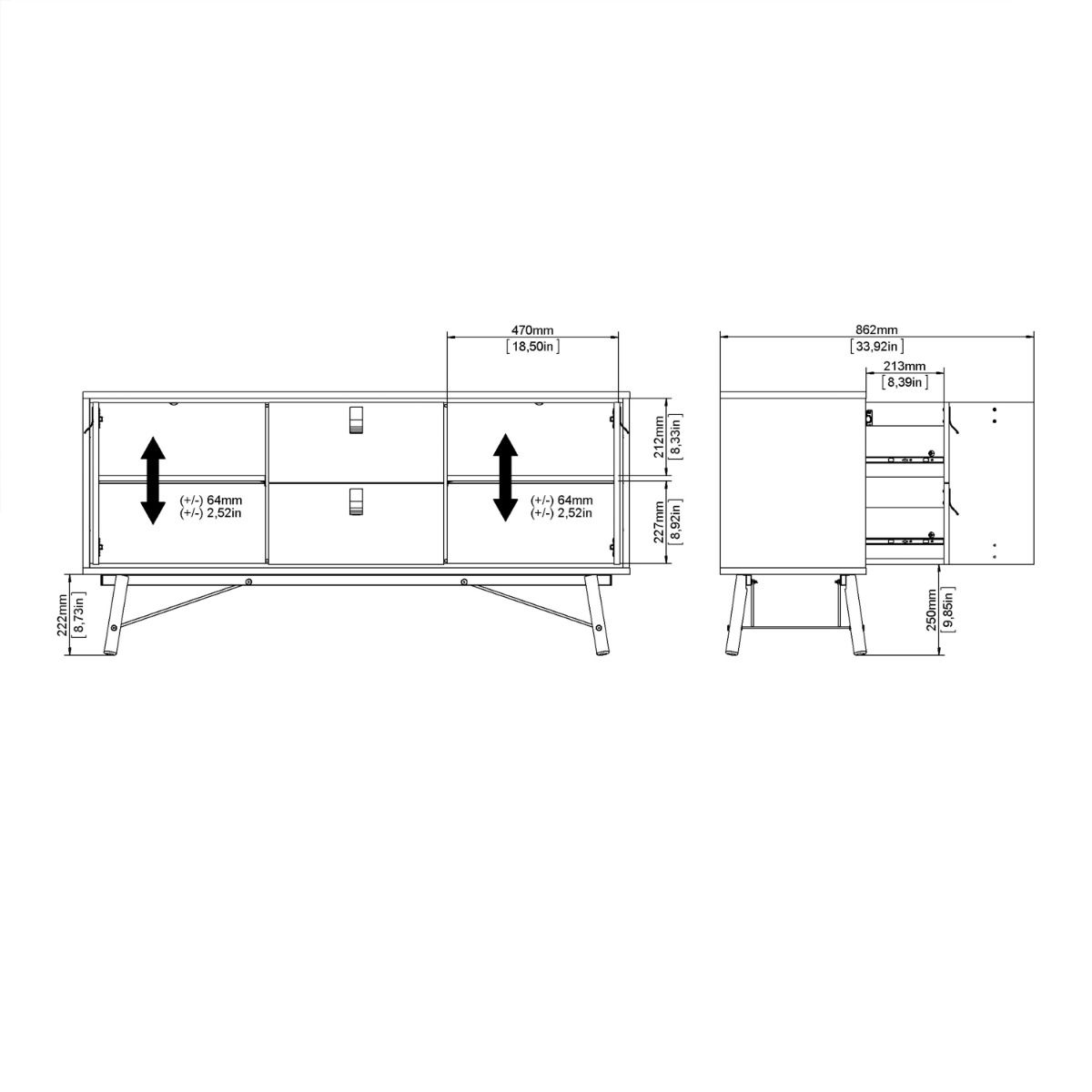 Ry Sideboard 2 Doors 2 Drawers in Black Walnut