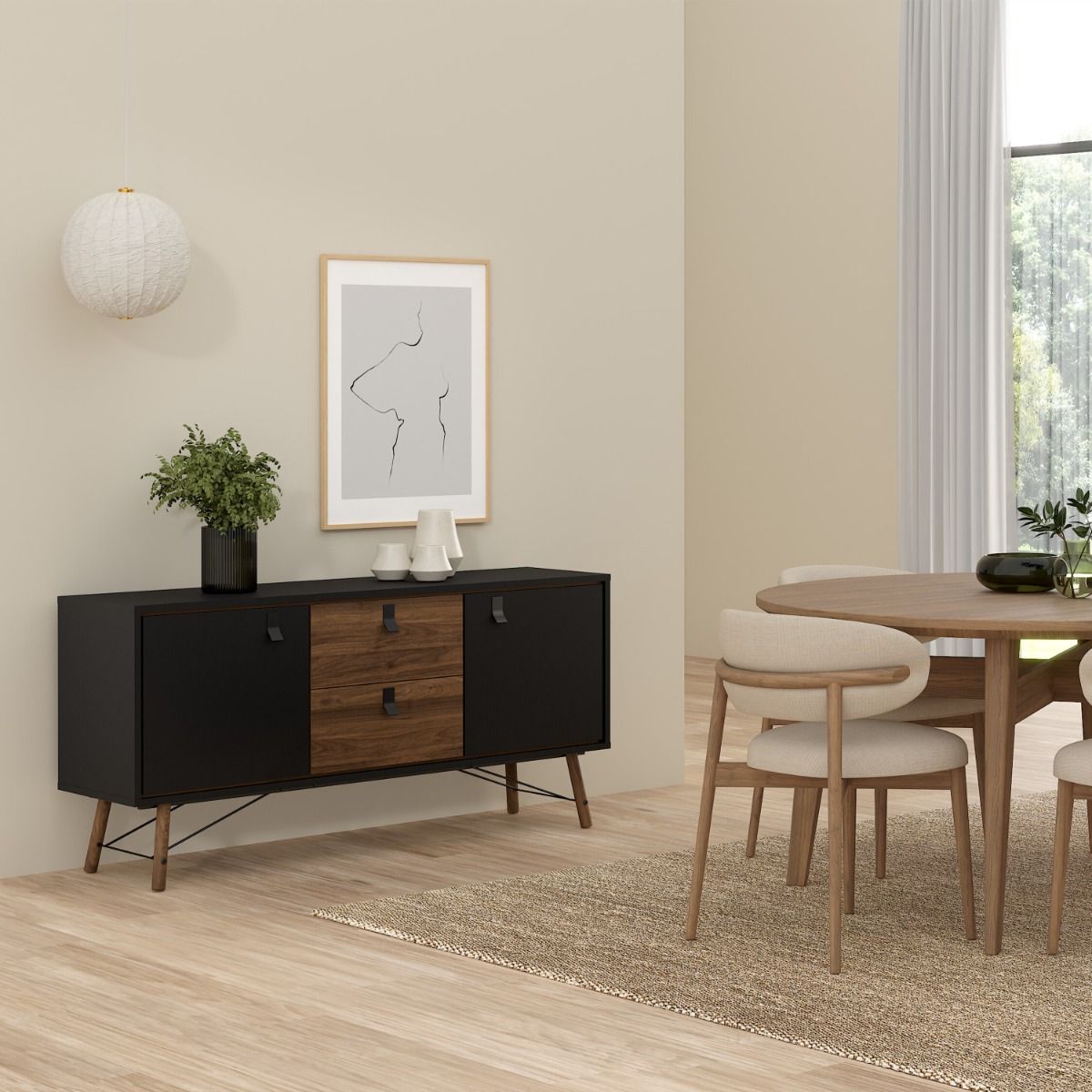 Ry Sideboard 2 Doors 2 Drawers in Black Walnut