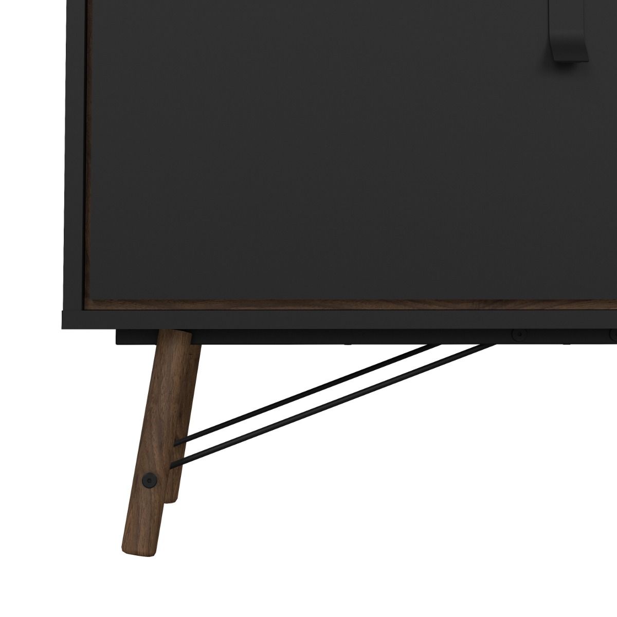 Ry TV Unit with Drawer and Door in Matt Black Walnut