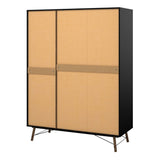 Ry Wardrobe 3 Doors 3 Drawers in Matt Black Walnut