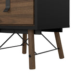 Ry Bedside Cabinet 2 Drawers Matt Black Walnut