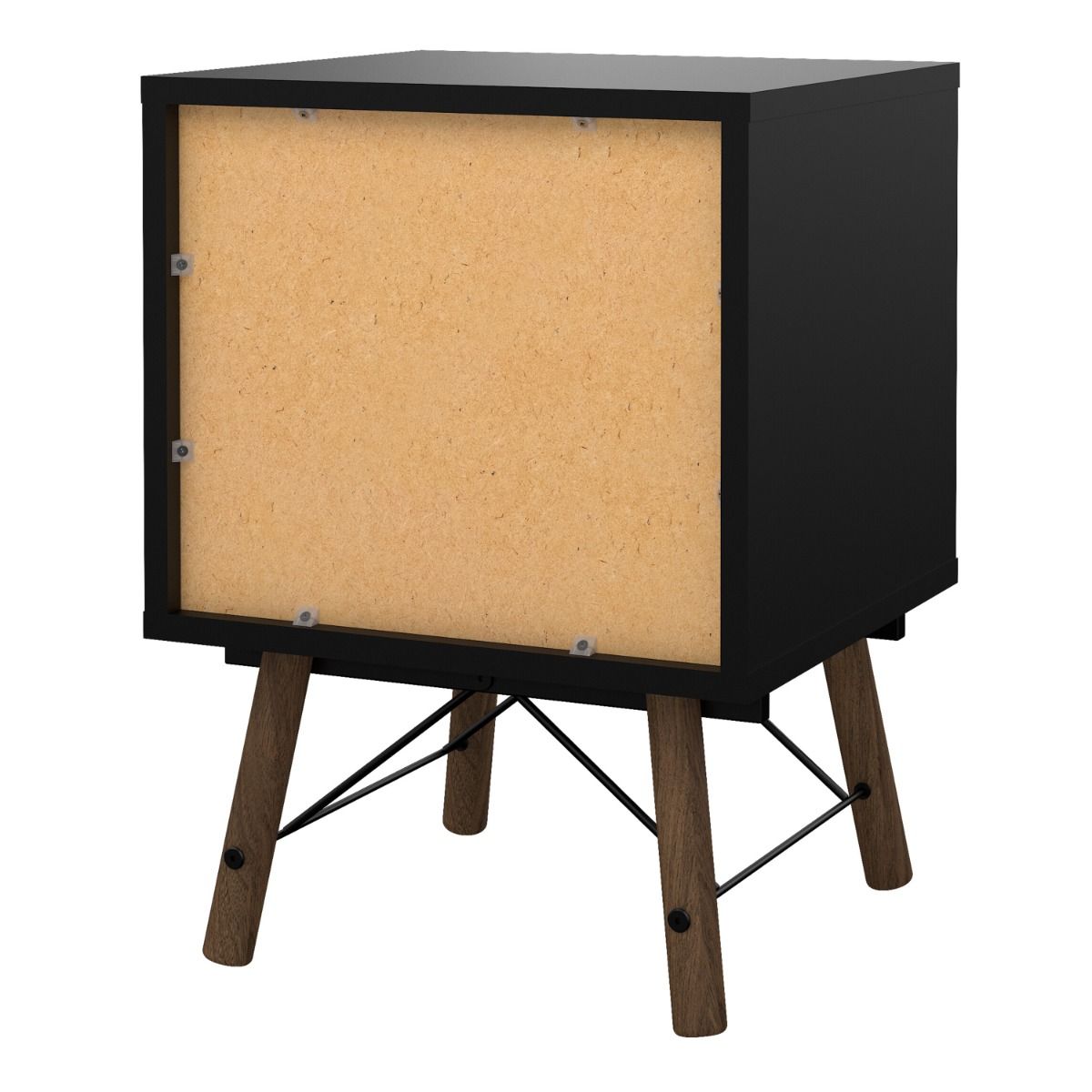 Ry Bedside Cabinet 2 Drawers Matt Black Walnut