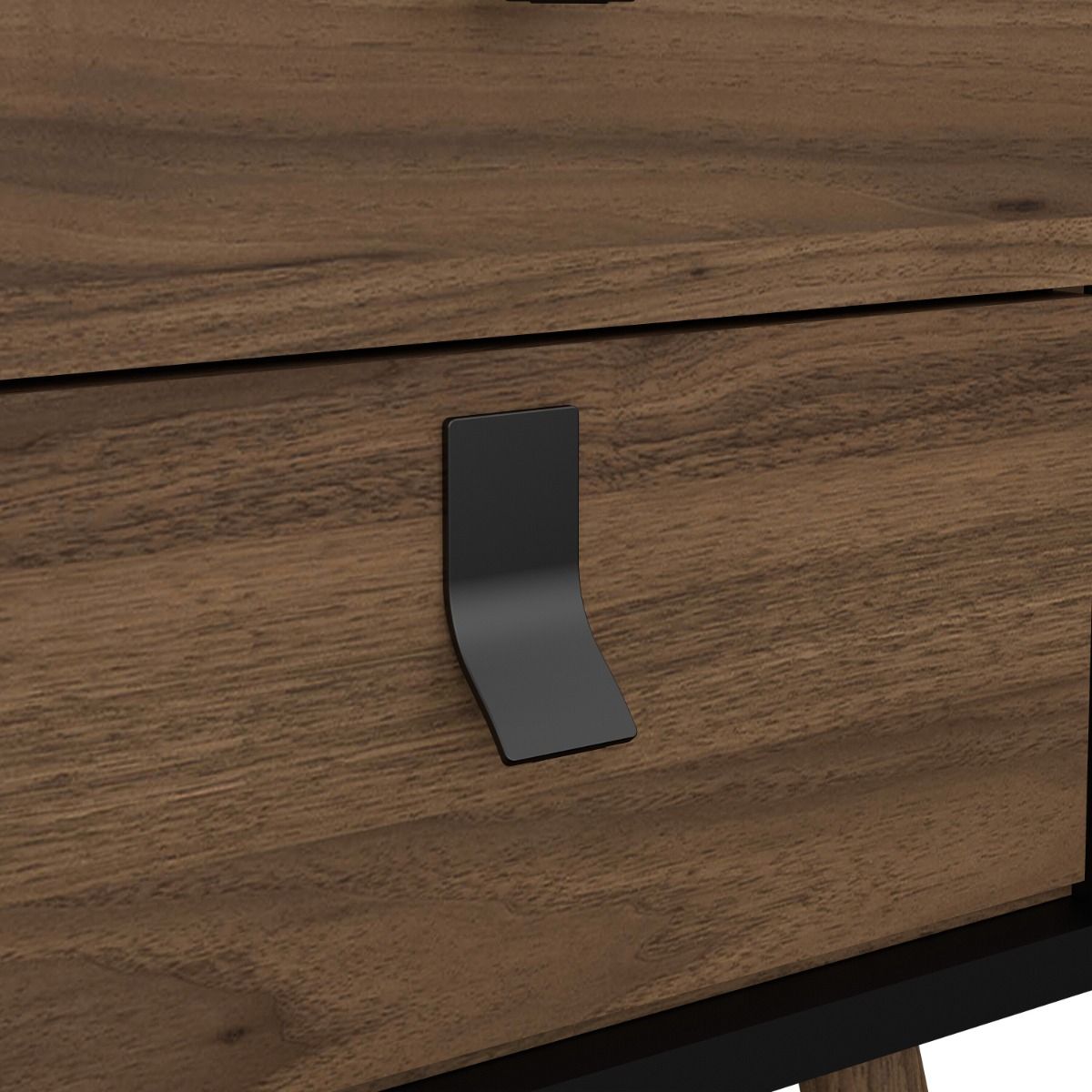 Ry Bedside Cabinet 2 Drawers Matt Black Walnut