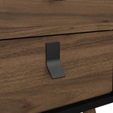 Ry Bedside Cabinet 2 Drawers Matt Black Walnut