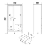 Barcelona Wardrobe with 1 Door 1 Mirror Door 2 Drawers