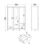 Barcelona Wardrobe with 2 Doors 1 Mirror Door 2 Drawers