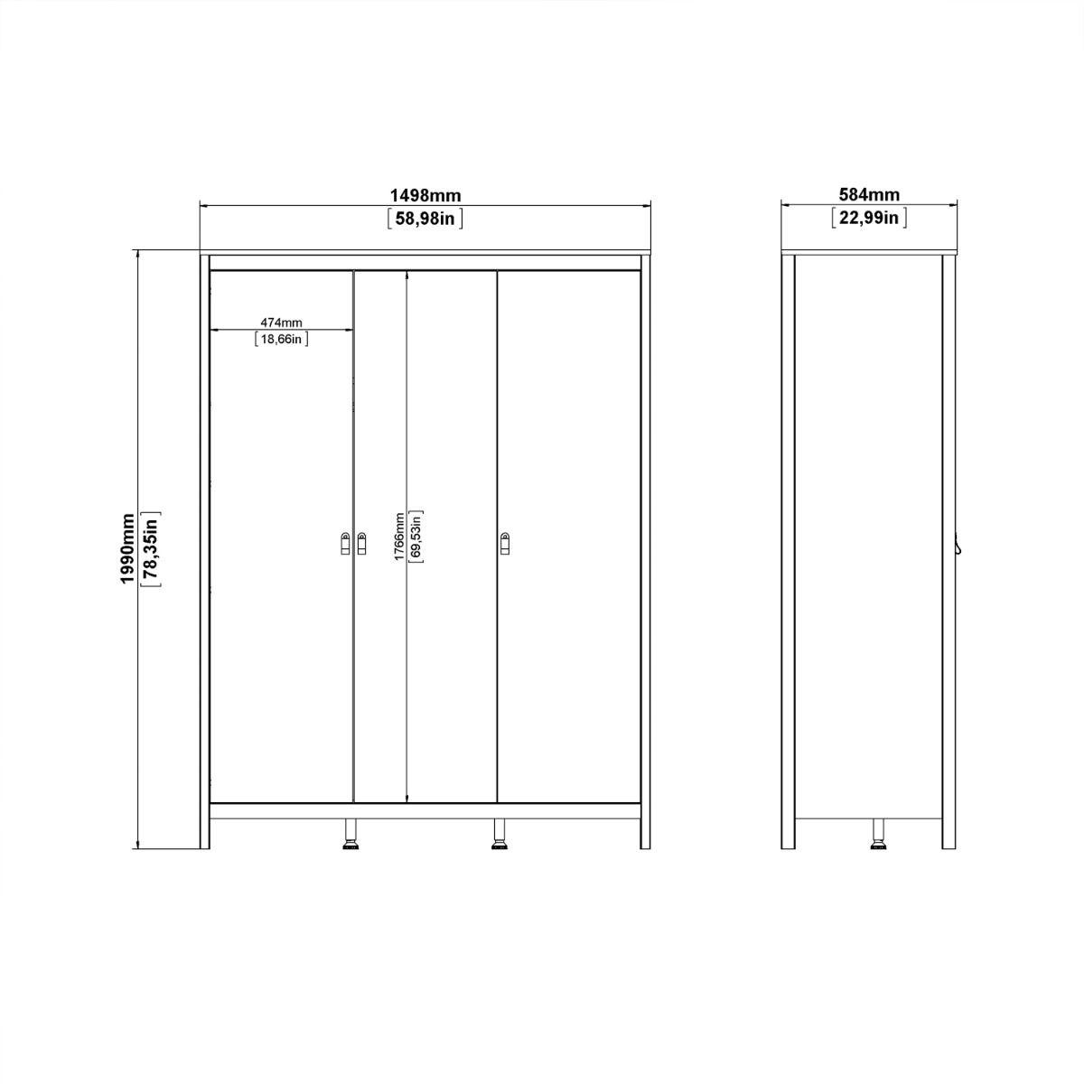 Barcelona Wardrobe with 3 Doors